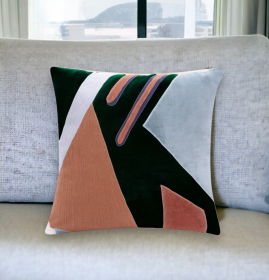 24" Blue & Off-White Abstract Cotton Throw Pillow
