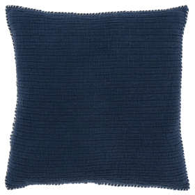 22" Navy Blue Striped Cotton Decorative Throw Pillow