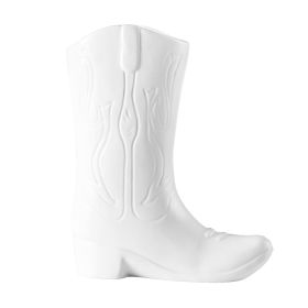 Ceramic Cowboy Boot Vase, 8.75", White