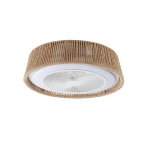 Bohemian Style LED Dimmable Ceiling Light With Built-in Fan - Remote Control (Option: White)