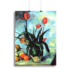 Still Life vase with Tulips by Cezanne Canvas Print or Poster (Type: Poster Print, size: 40" x 26" / 100cm x 65cm (approx))